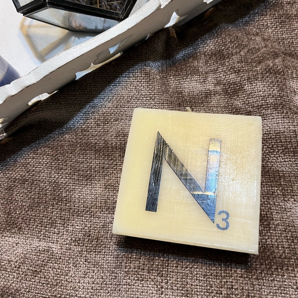 Decorative Scrabble Tile 'Letter N' Candle